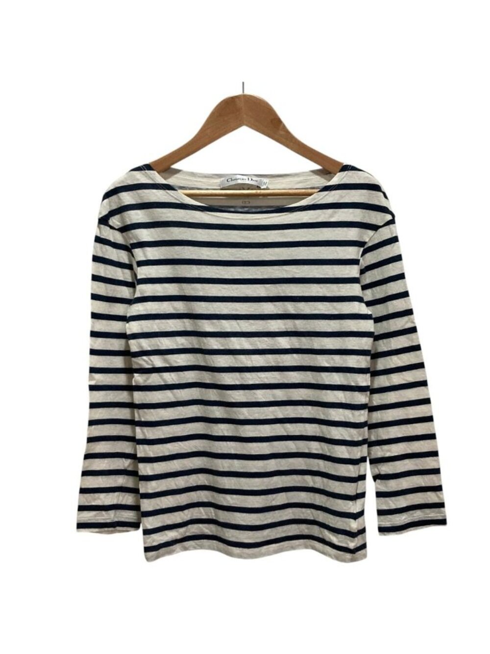 Dior Long Sleeve Border T-Shirt Navy Ivory XS